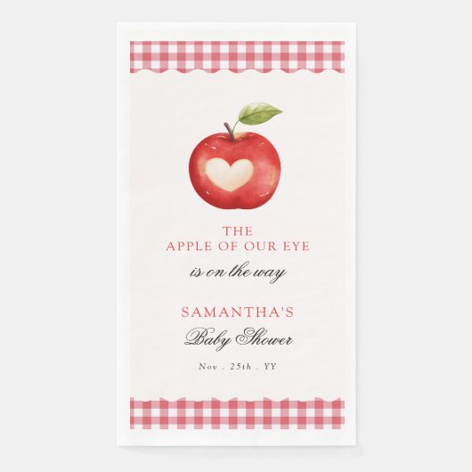 Rotes Gingham Apple of Our Eye Babyshower Serviette (Vorderseite)