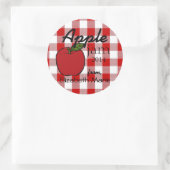 Rotes Gingham-Apple stauen Runder Aufkleber (Tasche)