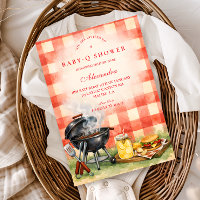 Rotes Gingham-Baby-Q-Baby-Shower
