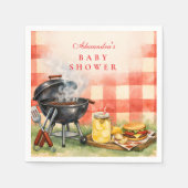 Rotes Gingham Baby Q Baby Shower Serviette (Vorderseite)