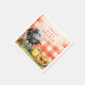 Rotes Gingham Baby Q Baby Shower Serviette (Ecke)
