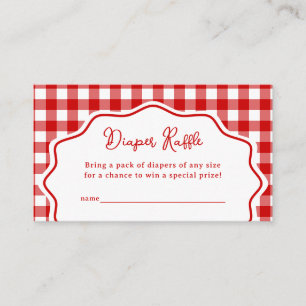 Rotes Gingham Baby-Q BBQ Baby Shower Windel-Raffel Begleitkarte