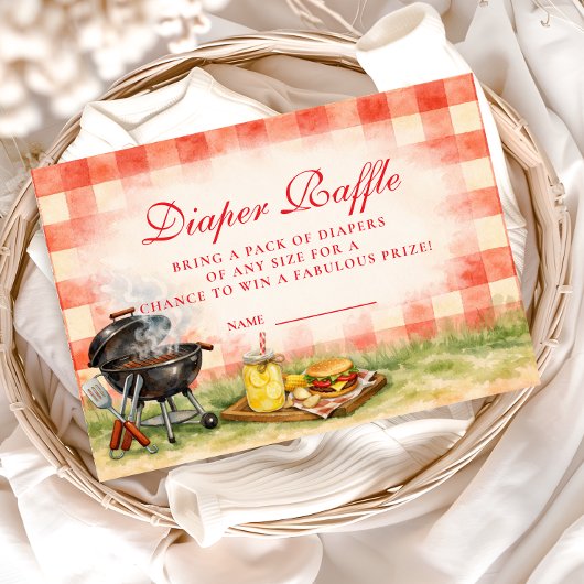 Rotes Gingham-Baby-Q-Windel-Raffle Begleitkarte