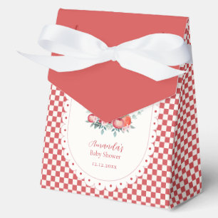 Rotes Gingham-Blumen-Ernte-Apfel-Baby-Party Geschenkschachtel
