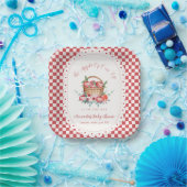 Rotes Gingham-Blumen-Ernte-Apfel-Baby-Party Pappteller (Party)