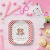Rotes Gingham-Blumen-Ernte-Apfel-Baby-Party Pappteller (Party)