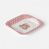 Rotes Gingham-Blumen-Ernte-Apfel-Baby-Party Pappteller (Gewinkelt)