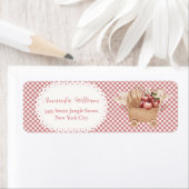 Rotes Gingham Boho Apfel Baby Shower Rücksendeadre (Insitu)
