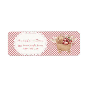 Rotes Gingham Boho Apfel Baby Shower Rücksendeadre
