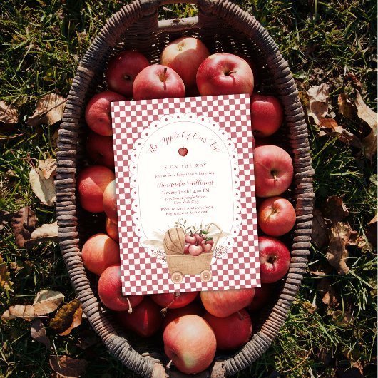 Rotes Gingham Boho Augapfel Baby Shower Einladung
