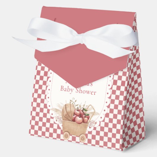 Rotes Gingham Boho Augapfel Baby Shower Geschenkschachtel (Vorderseite)