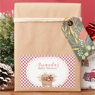 Rotes Gingham Boho Augapfel Baby Shower Rechteckiger Aufkleber