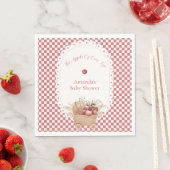 Rotes Gingham Boho Augapfel Baby Shower Serviette (Beispiel)