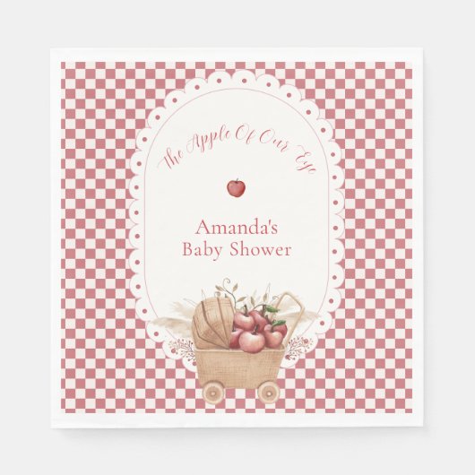 Rotes Gingham Boho Augapfel Baby Shower Serviette (Vorderseite)