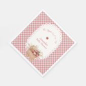 Rotes Gingham Boho Augapfel Baby Shower Serviette (Ecke)