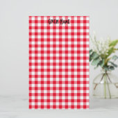 Rotes Gingham Briefpapier (Stehend Vorderseite)