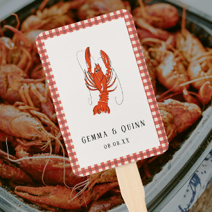 Rotes Gingham-gekochtes Flusskrebs-Cajun-Sommer Fächer