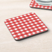 Rotes Gingham Getränkeuntersetzer (Linke Seite)