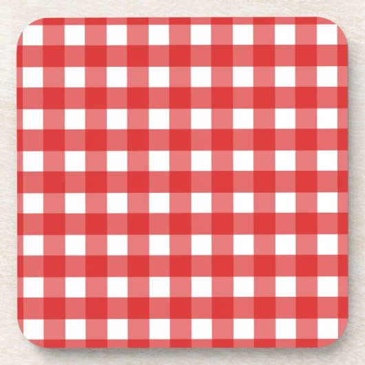 Rotes Gingham Getränkeuntersetzer (Vorderseite)