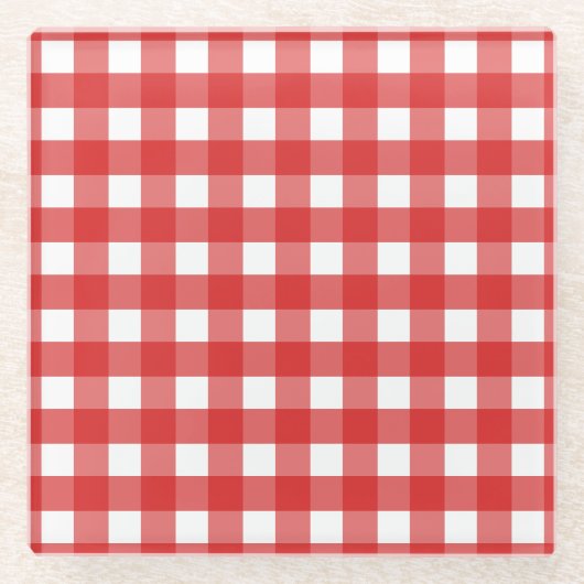 Rotes Gingham Glasuntersetzer (Vorderseite)