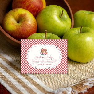 Rotes Gingham-Harvest-Apfel-Bücher Für Baby Shower Begleitkarte