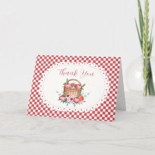 Rotes Gingham-Harvest-Apfel Unserer Liebling Baby  Dankeskarte