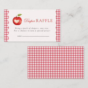 Rotes Gingham Herbst Apfel Baby Shower Windel Raff Begleitkarte