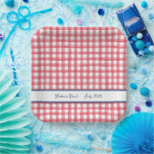 Rotes Gingham-Karo für den 4. Juli Pappteller (Party)