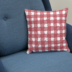 Rotes Gingham-Karo-Hintergrund-Karomuster Kissen