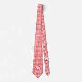 Rotes Gingham-Karo mit weißem Elefanten Krawatte (Vorderseite)