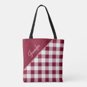 Rotes Gingham-Karomuster Muster Tasche (Rückseite)