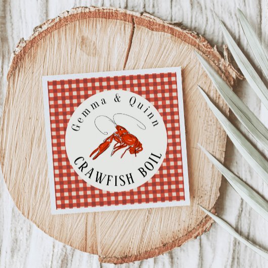 Rotes Gingham-Krebs-Kochparty-Meeresfrüchte-Papier Serviette