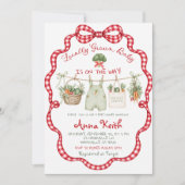 Rotes Gingham Local Geborenes Babyshower Einladung (Vorderseite)