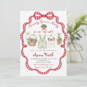 Rotes Gingham Local Geborenes Babyshower Einladung (Stehend Vorderseite)