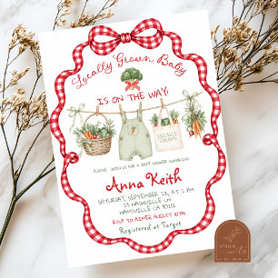 Rotes Gingham Local Geborenes Babyshower Einladung