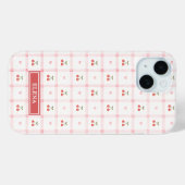 Rotes Gingham mit Kirschen und Schleifen monogramm Case-Mate iPhone Hülle (Rückseite (Horizontal))