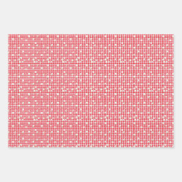 Rotes Gingham mit kleinen weißen Gänseblümchen Geschenkpapier Set