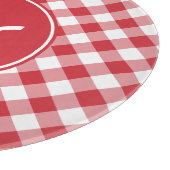 Rotes Gingham-Monogramm Schneidebrett (Ecke)