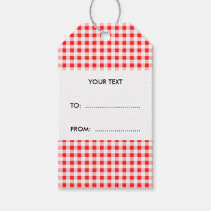 Rotes Gingham-Muster Geschenkanhänger