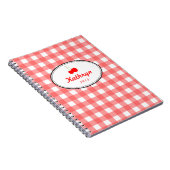 Rotes Gingham-Muster, süße Kirsche, persönlich Notizblock (Rechte Seite)