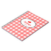 Rotes Gingham-Muster, süße Kirsche, persönlich Notizblock (Linke Seite)