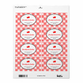 Rotes Gingham-Muster Süßkirschkost (Vorne)