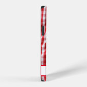 Rotes Gingham-Name Einfach Modern iPhone Hülle (Rechte Seite)