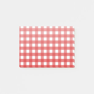 Rotes Gingham Post-it Klebezettel