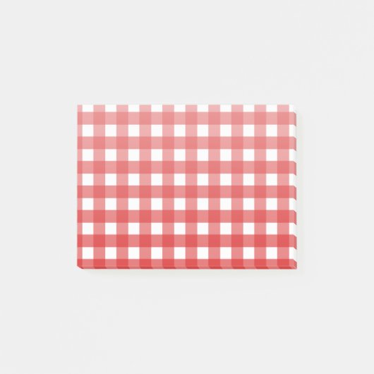 Rotes Gingham Post-it Klebezettel (Vorderseite)