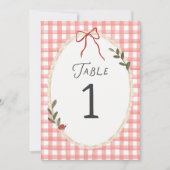 Rotes Gingham-Rahmen Baby Shower Tischnummer (Vorderseite)