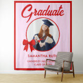 Rotes Gingham-Schleifen-Foto-Abschluss-Hintergrund Wandteppich (Beispiel)