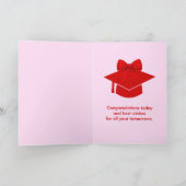 Rotes Gingham-Schleifen-Foto-Abschlussfeier Karte (Innenseite)