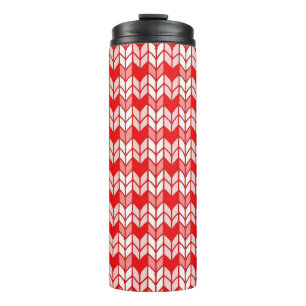 ROTES GINGHAM STRICK-Design-Thermobecher Thermosbecher