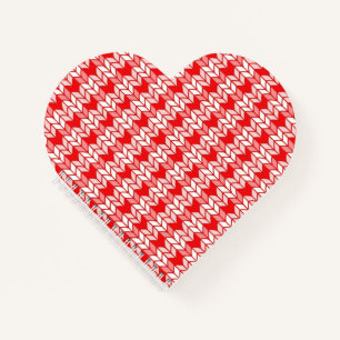 ROTES GINGHAM STRICKMOTIV Herzform Spiralblock Notizblock